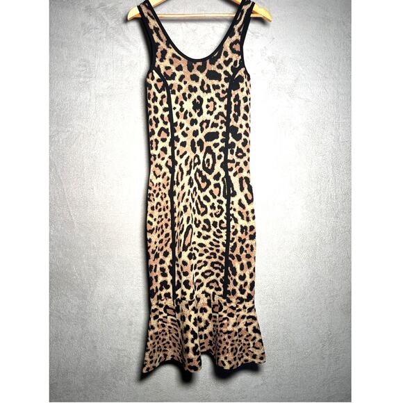 Rachel Roy Womens Brown Leopard Print Tank Midi Dress Size Large - Picture 1 of 8